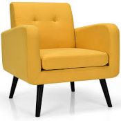 Costway Yellow Rubber Wood Arm Chair .- R14.3. Would you like to have a more comfortable rest in a