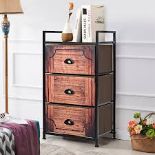 Storage Cabinet Organizer Unit 3 Drawer Fabric Dresser Tower. - R13a.13.