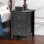 Costway Black Composite Nightstand with 3 Drawers. -R14.10.