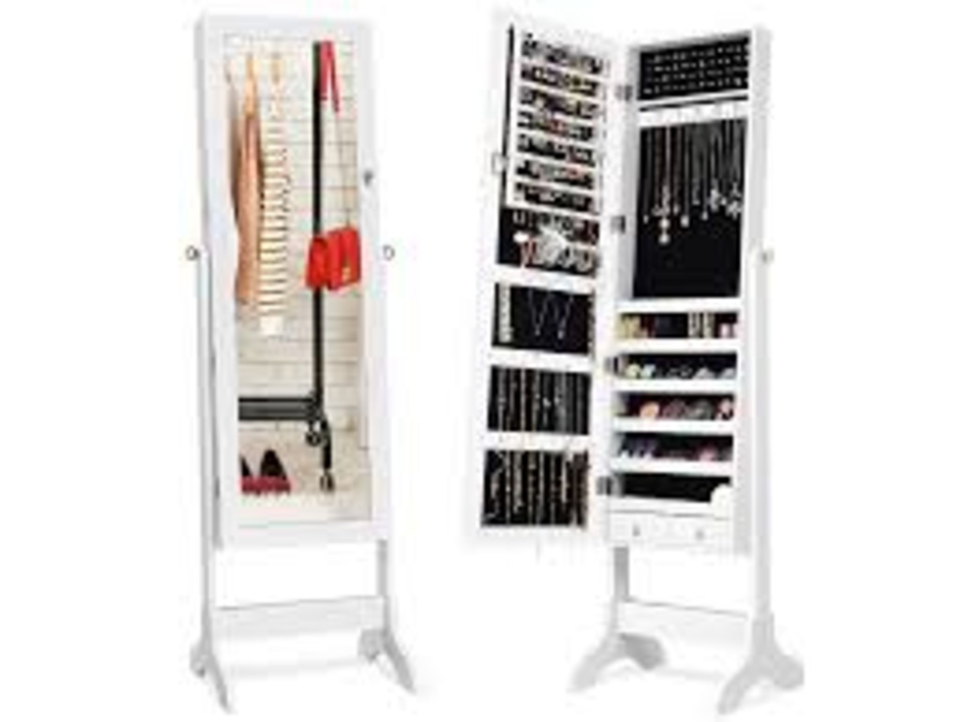 Freestanding Jewelry Cabinet with Full-Length Mirror . - r14.14.