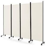 4-Panel Folding Room Divider with Wheels For Living Room. - R14.13.