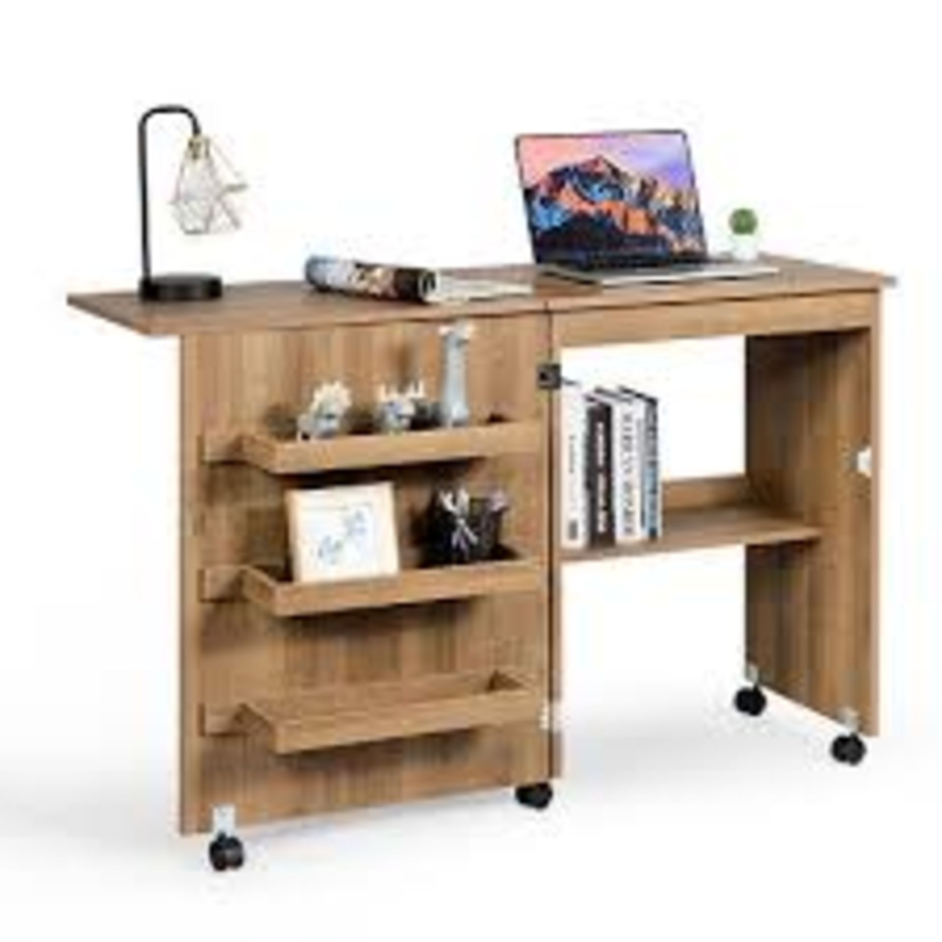 Folding Sewing Table 2 IN 1 Rolling Craft Table Home Office Desk. -R14.15.