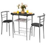 Costway 3 Piece Dining Set Table 2-Chairs Bistro Pub . - R14.8. It includes a sturdy oval table