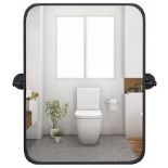 Black Metal Framed Pivot Rectangle Wall-Mounted Mirror. -R14.7. This framed wall mirror will be a
