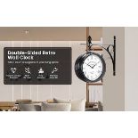 Vintage Wall-Mounted Double-Sided Wall Clock. - R14.14. This vintage double-sided clock not only