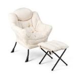 Lazy Chair with Ottoman-Beige. - R14.10. Soak in wonderful leisure time with this modern lazy