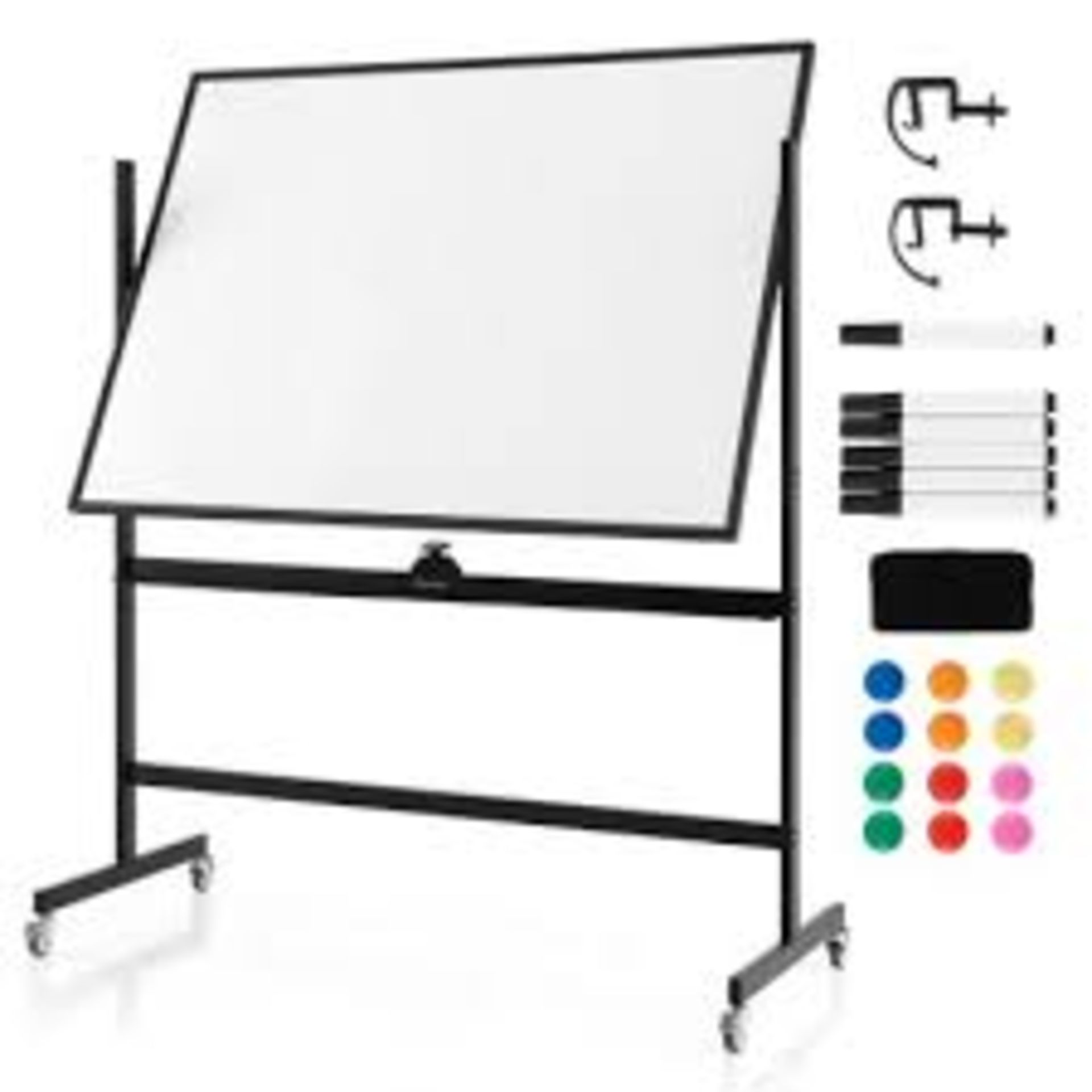 Mobile Magnetic Double-Sized Whiteboard with 4 Lockable Wheels. - R14.15. Inspire your creativity
