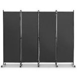 4-Panel Folding Room Divider with Wheels for Living Room Bedroom -. - R14.13.