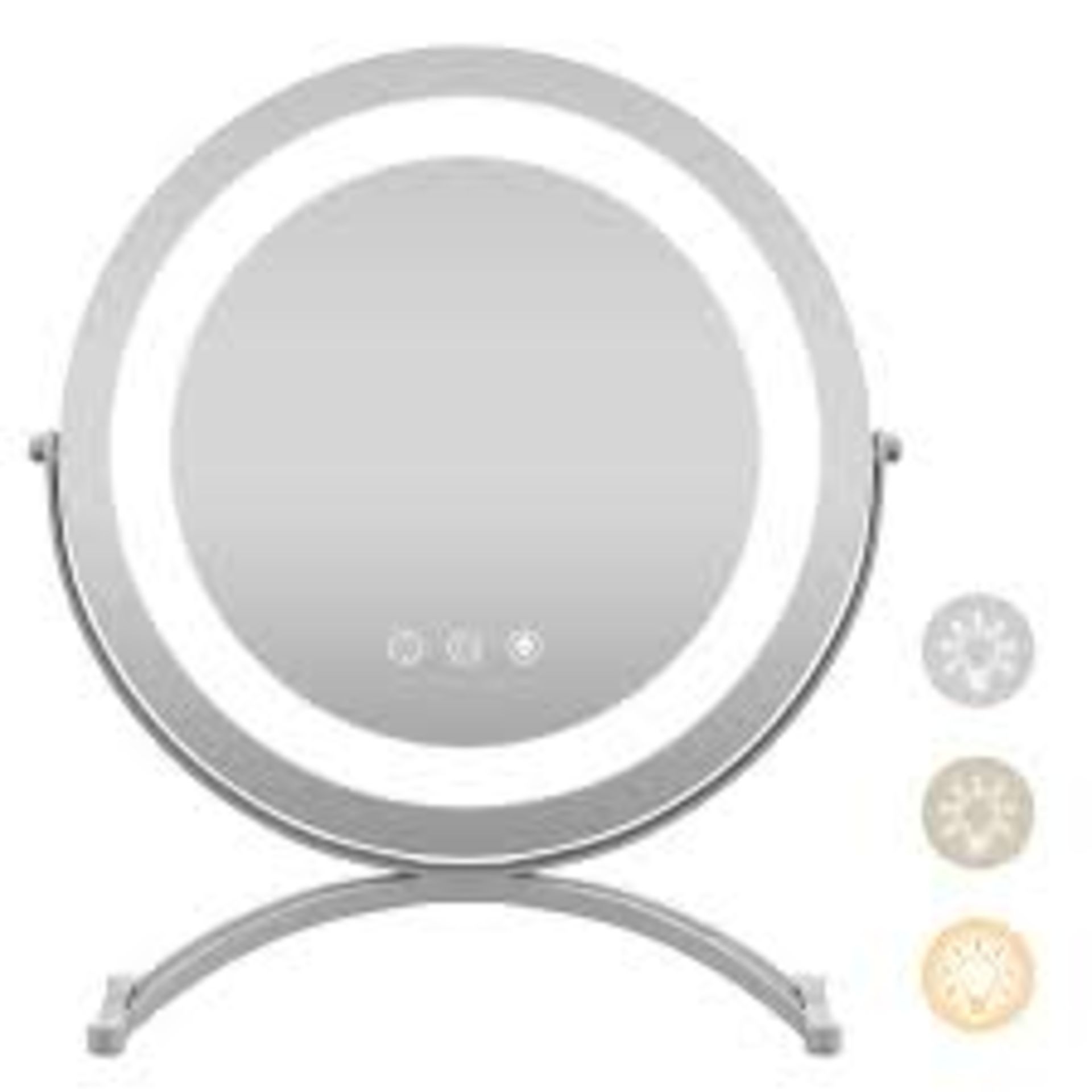 Multigot Makeup Mirror with 3 Color LED Light, 30cm Tabletop. - R13a.10