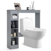 Freestanding Bathroom Space Saver with Toilet Paper Holder. - R13a.10.. Featuring a unique over-