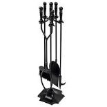 5 PCS Fireplace Tools Set with Stand - R14.3. This 5-piece fireplace companion set is designed to be