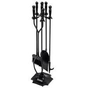 5 PCS Fireplace Tools Set with Stand - R14.3. This 5-piece fireplace companion set is designed to be