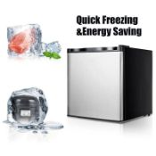 COMPACT REFRIGERATOR PORTABLE UPRIGHT FREEZER MINI FRIDGE 31L CAPACITY STAINLESS. - R14.6.