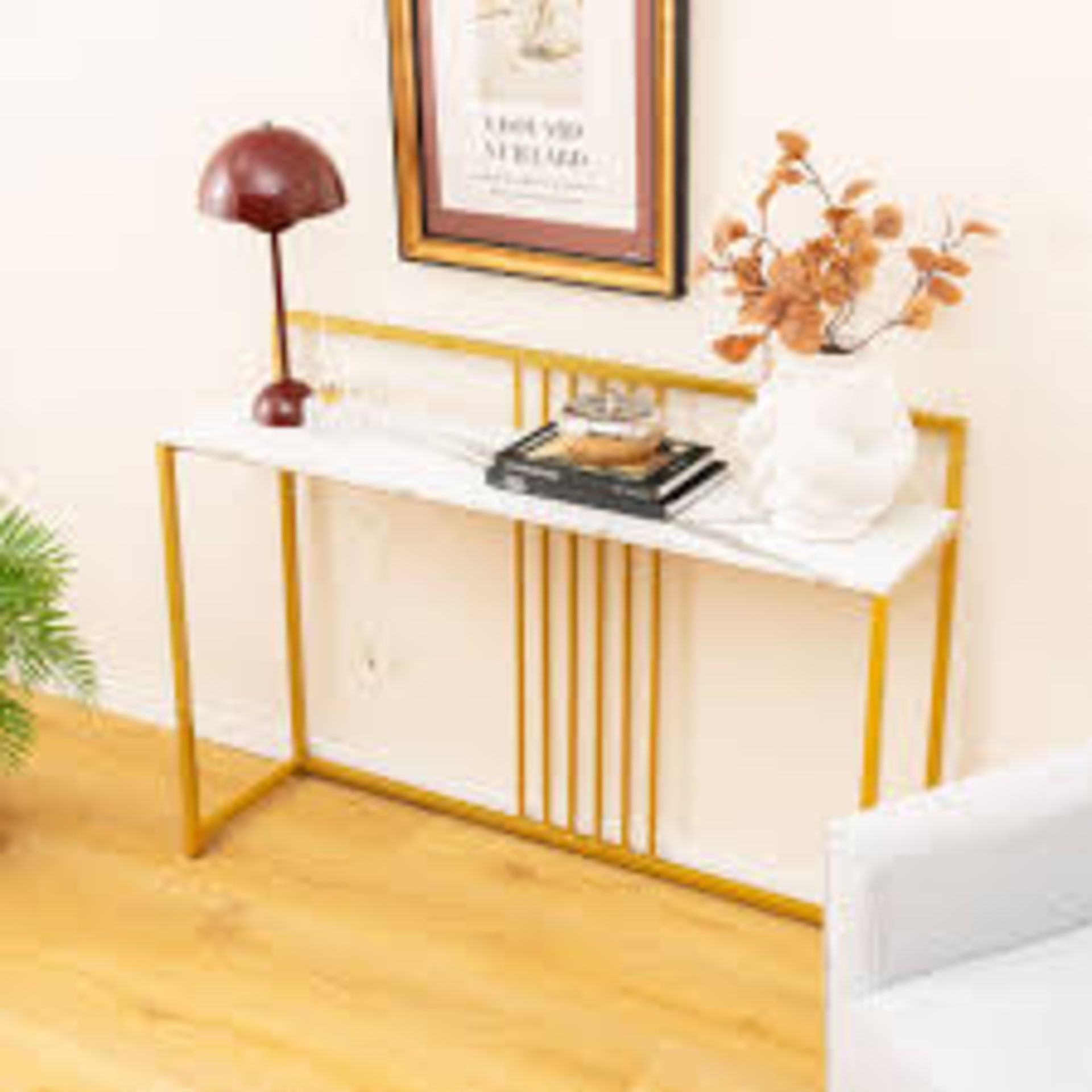 120cm Long Entryway Table with Baffle-White . - R13a.12. With its attractive appearance, this