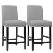 Set of 2 Bar Stools 30'' Upholstered Kitchen Nailhead Bar Chairs-Gray. - R13a.13.