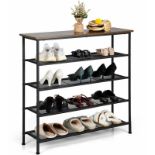 5-Tier Shoe Rack Industrial Shoe Organizer Flat Mesh Shelves Storage Freestand - ER54