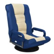 Costway 360° Blue Swivel Gaming Floor Chair with Foldable Adjustable Backrest - ER53