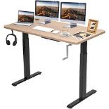 Crank Height Adjustable Standing Desk, with Folding Crank, Headphone Hook & Cable Tray, 48 Inch