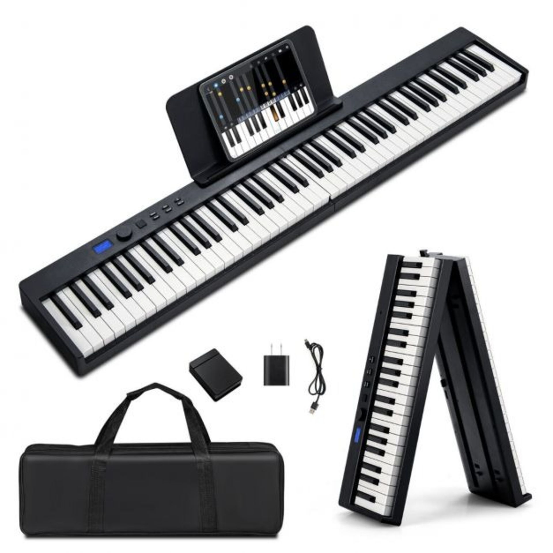 88-Key Foldable Full-Size Semi-Weighted Digital Piano Keyboard - ER54
