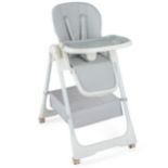 Folding high chair with reclining function & removable double tray grey - ER53