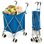 90L Folding Shopping Trolley with Removable Waterproof Bag and Cove - ER54
