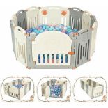 12 Panel Baby Playpen Toddler Playard Activity Center W/ Lockable Door Non-Slip - ER54