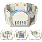 12 Panel Baby Playpen Toddler Playard Activity Center W/ Lockable Door Non-Slip - ER54