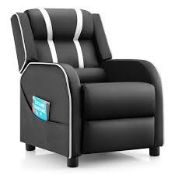 Blue Kids Recliner Chair with Adjustable Footrest and Pockets - ER54