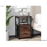 3-Tier Retro Nightstand with 2 Removable Fabric Drawers and Open Shelf - ER54