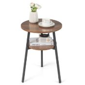 2-Tier Bedside End Table Round Nightstand - ER53