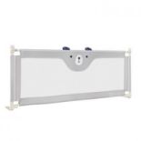 195cm Bed Rail with Double Safety Lock and Adjustable Height Grey - ER54