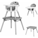 4 in 1 Baby Highchair Infant Feeding Seat Kids Table&Chair Set W/Adjustable Tray Grey - ER54