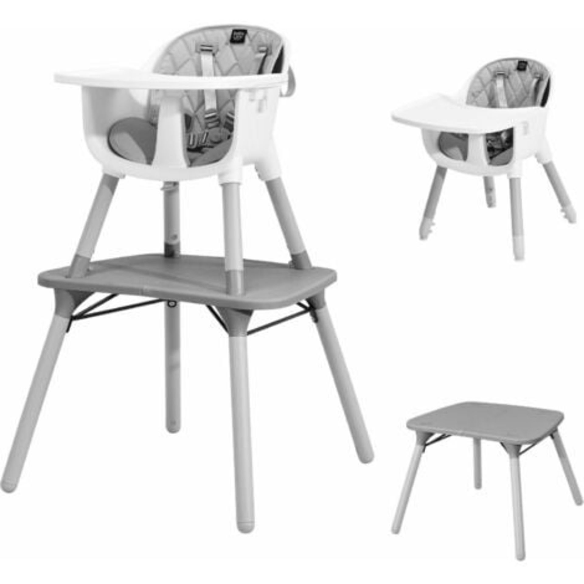4 in 1 Baby Highchair Infant Feeding Seat Kids Table&Chair Set W/Adjustable Tray Grey - ER54