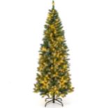 Hinged Slim Pencil Xmas Tree with 408/618 Snowy Branch Tips for Home - ER54