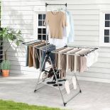 Multigot Clothes Drying Rack, Gullwing Style Folding Clothes Airer with Height-Adjustable Wings