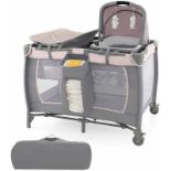 5 in 1 Baby Crib Bassinet Bed Infant Changing Table Foldable Toddler Playpen - ER54