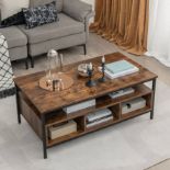 Rustic Brown Rectangle Wood Coffee Table Retro - ER54