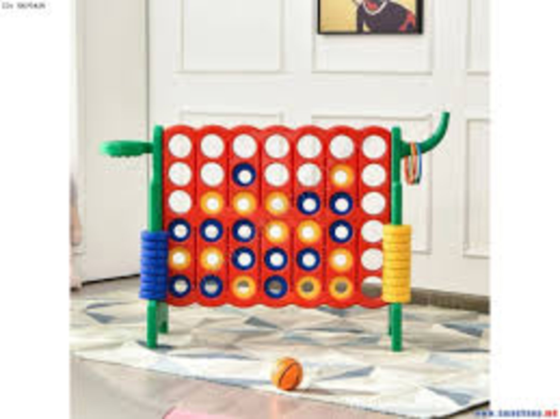 4-in-A Row Giant Game Set w/Basketball Hoop for Family Green - ER54