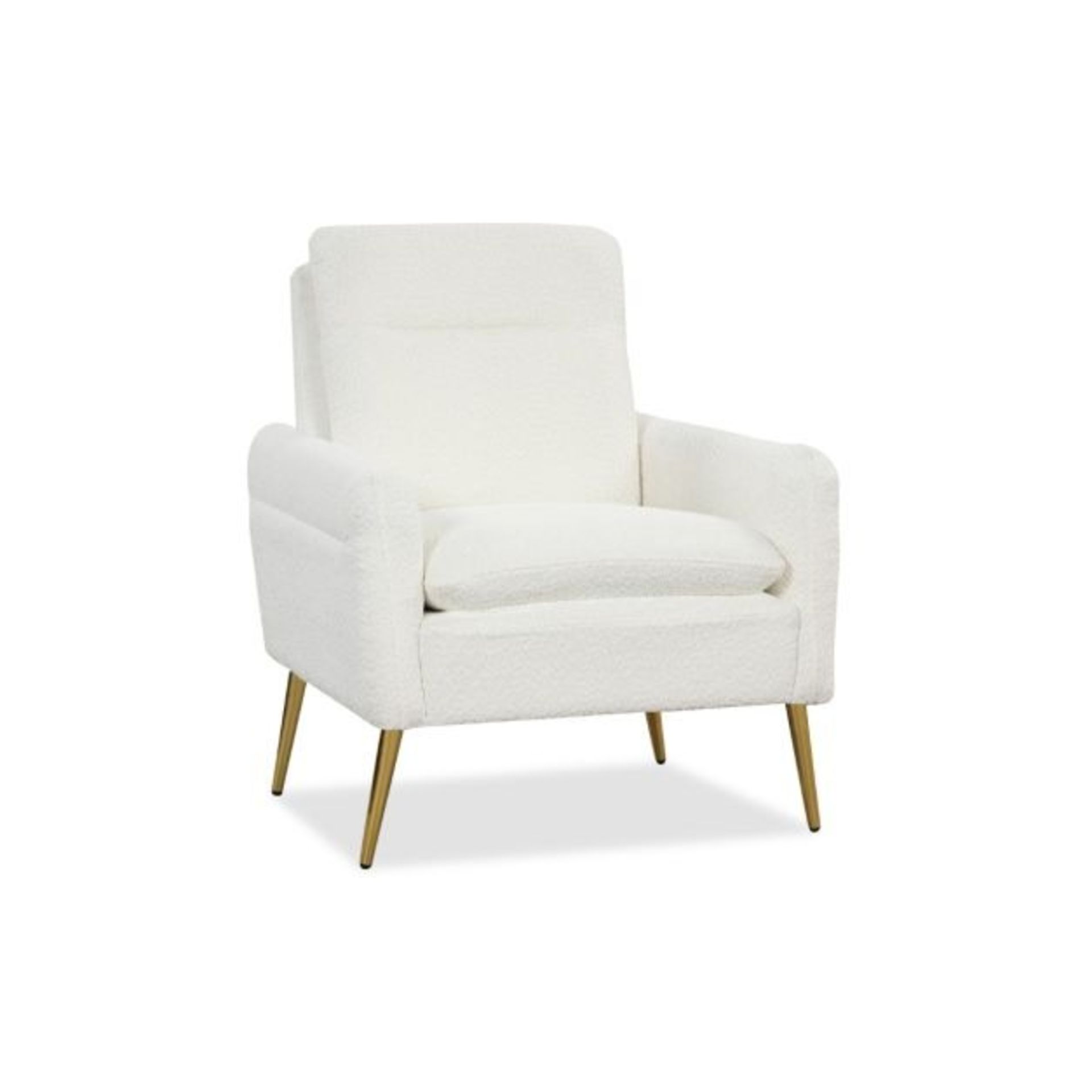 Upholstered Sherpa Armchair with Tapered Metal Legs - ER54