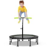 115CM Folding Trampoline Adults Kids Exercise Trampoline W/Adjustable Handrail - ER53