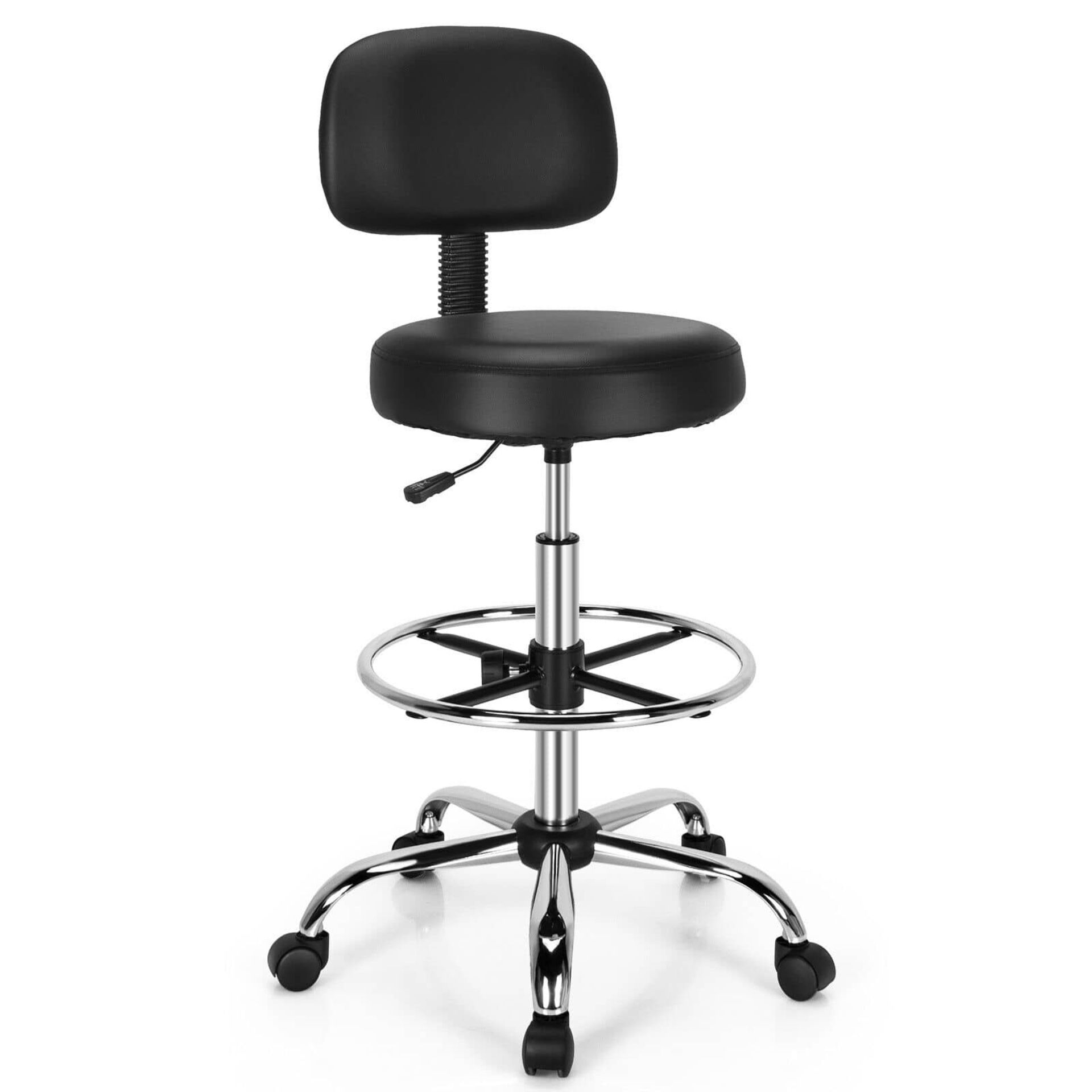 Ergonomic Drafting Chair with Backrest and Adjustable Footrest - ER54