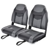 High Back Folding Boat Seats with Black Grey Sponge Cushion and Flexible Hinges - ER53