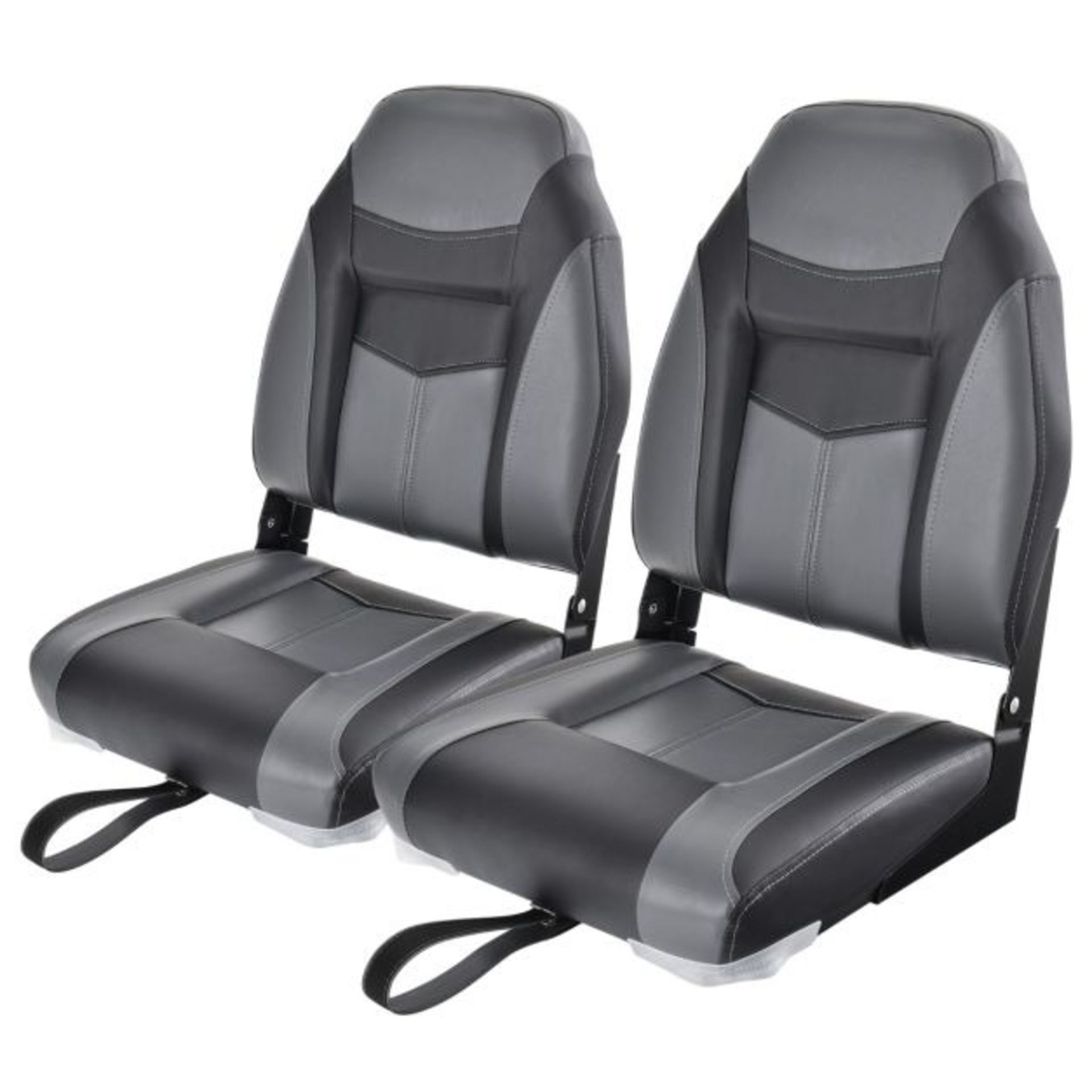 High Back Folding Boat Seats with Black Grey Sponge Cushion and Flexible Hinges - ER53