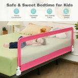 180CM Bed Safety Guard Folding Child Toddler Bed Rail Safety Protection W/Straps Pink - ER54