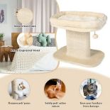 Petsjoy Modern Cat Tree Tower Cat Activity Tower w/ Large Plush Perch Beige - ER53