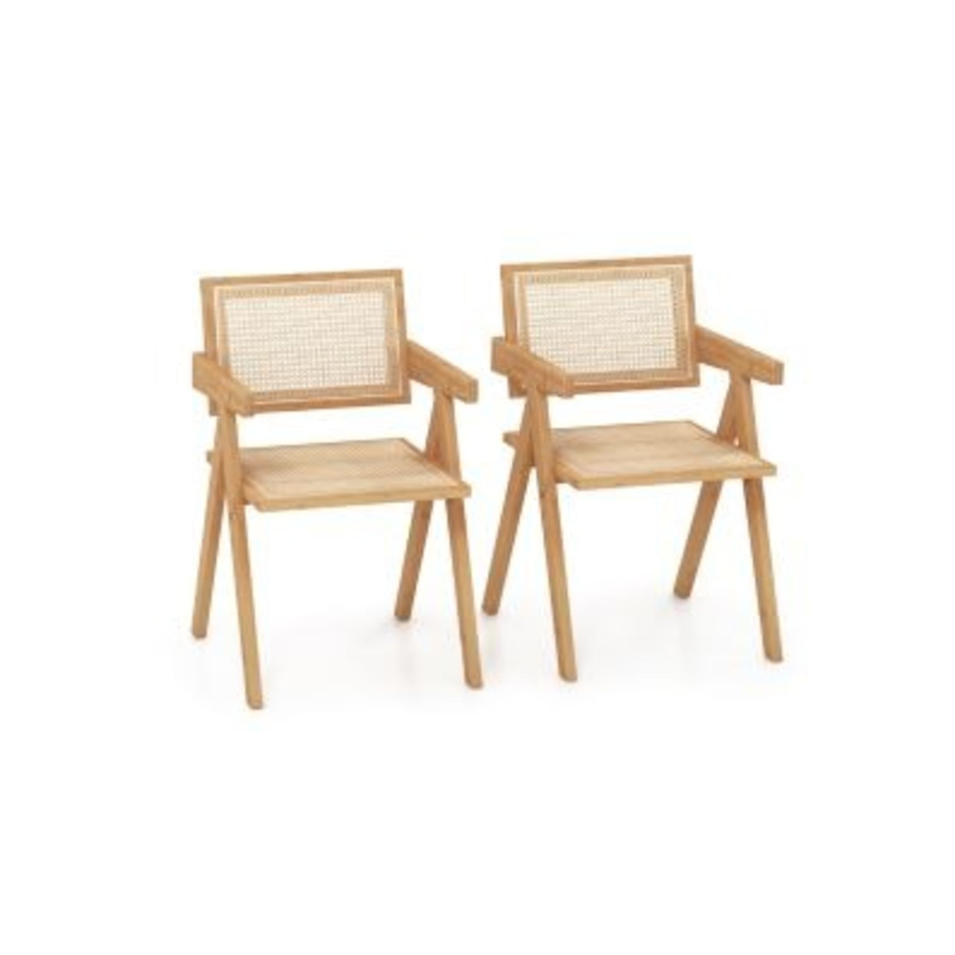 Rattan Accent Chairs Set of 2 with Natural Bamboo Frame - ER54