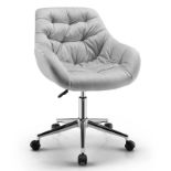 Velvet Leisure Arm Chair Adjustable Accent Office Swivel Task Chair Grey - ER53