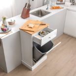 Chest of Drawers for 40 Litres Garbage Bin, Kitchen Cabinet with Large Worktop, Cutting Board and