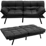 2/3 Seater Convertible Sofa Bed, Click Clack Sleeper Couch with Reclining Backrest - ER54