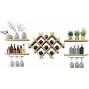 Wall Mounted Wine Rack with Floating Shelves - ER53